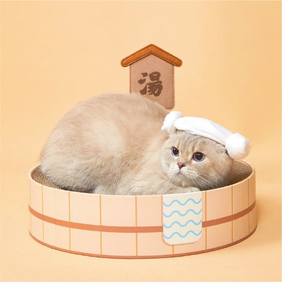 Kawaii Cat Onsen Tub: Scratcher & Bed with Cute Instagram Turban-Cat Scratcher Bed-3-Colydia