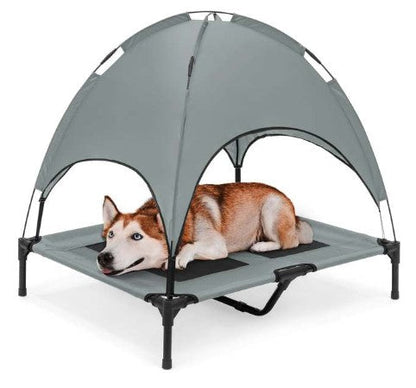 Durable Elevated Pet Bed with Canopy for Cooling & Comfort-Elevated Pet Bed-WagCot Pro- Gray-13-Colydia