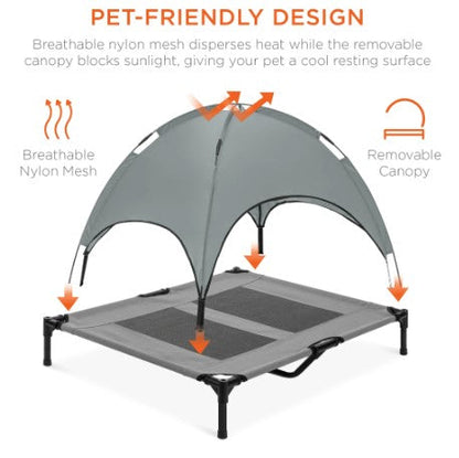 Durable Elevated Pet Bed with Canopy for Cooling & Comfort-Elevated Pet Bed-9-Colydia