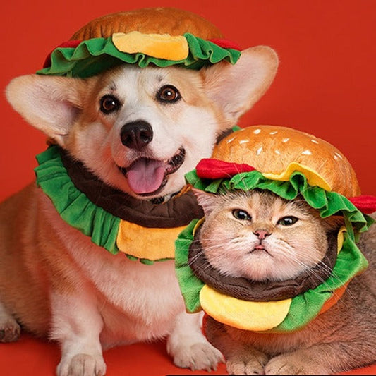 Funny Pet Hat - Whimsical Hamburger Costume for Cats & Dogs-Pet Costume Accessory-1-Colydia