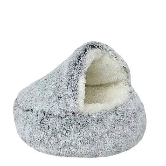 Luxurious Plush Dog Bed with Cover for Small Canines-Plush Dog Bed-40x40cm-Gray-Inside Plush-11-Colydia