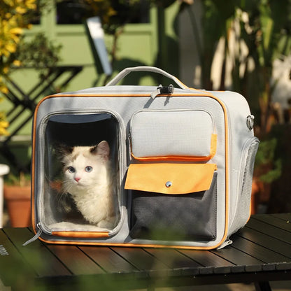 Multifunctional Pet Carrier Backpack with Sunshade & Breathable Design-Pet Carrier Backpack-clear grey-10-Colydia