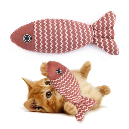 Plush Cat Toy Fish with Catnip - Durable, Realistic, Linen Fabric-Cat Toy-Red-5-Colydia