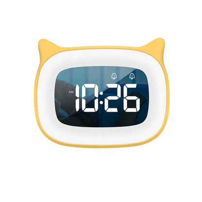 Adorable Cat Alarm Clock with USB Charging & Night Light-Product Type: Alarm Clock-Yellow-7-Colydia