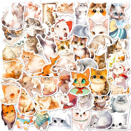 Adorable Waterproof Vinyl Cat Stickers - Pack of 50 Cute Designs-Cat Stickers-Model 4 (Pack of 50)-7-Colydia