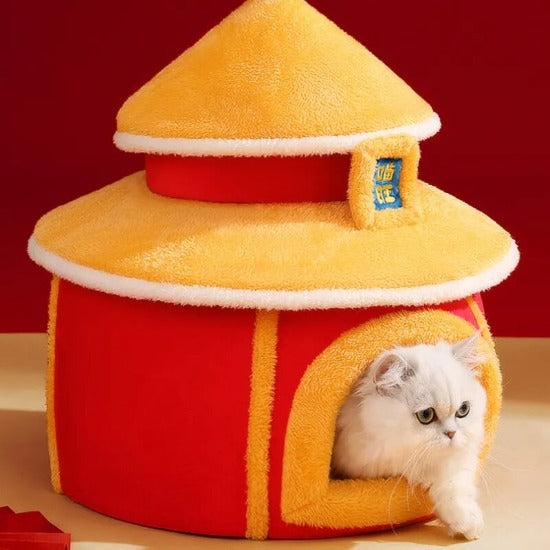 Luxury Pet Bed with Removable Mat & Roof - Asian Palace Design-Luxury Pet Bed-2-Colydia