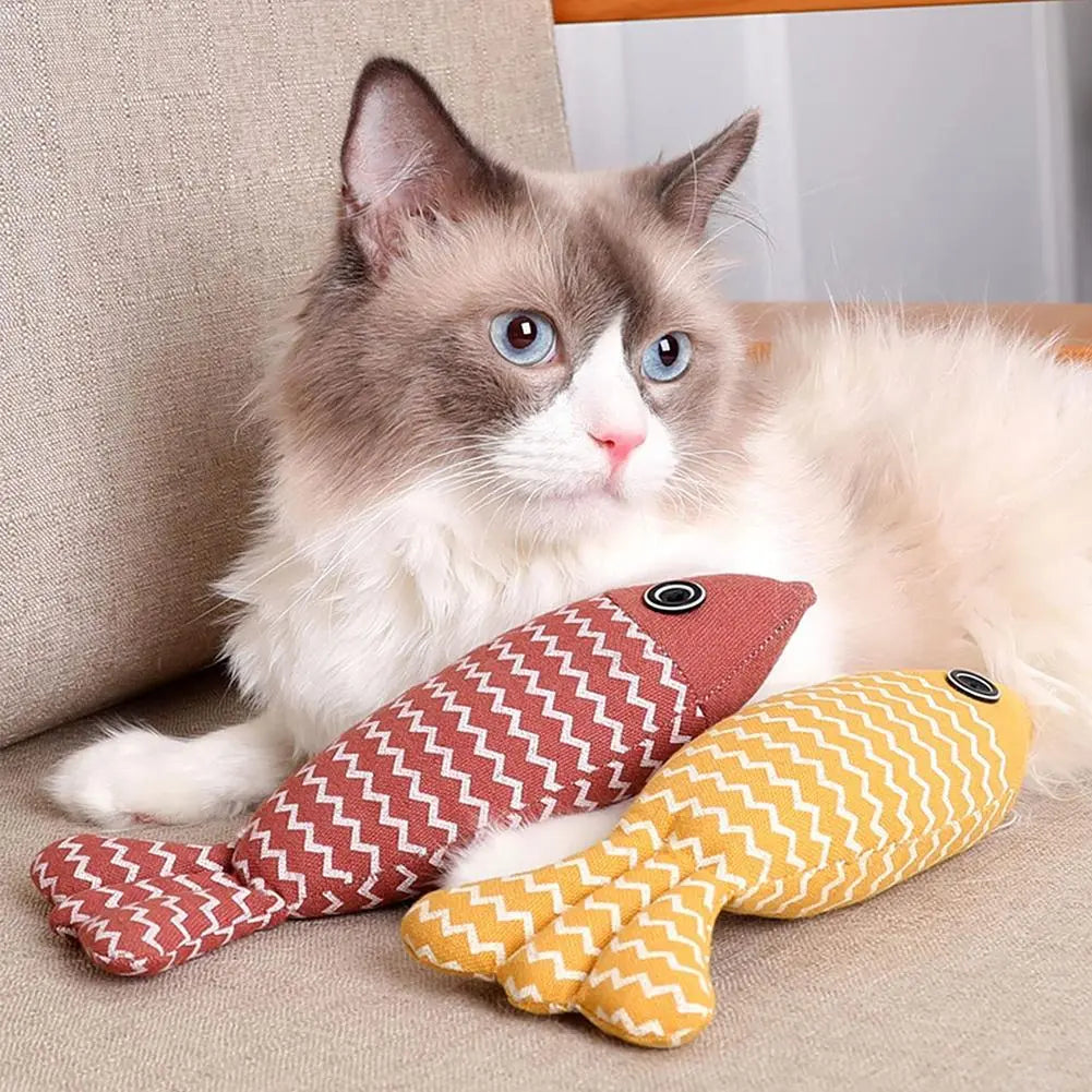 Plush Cat Toy Fish with Catnip - Durable, Realistic, Linen Fabric-Cat Toy-1-Colydia