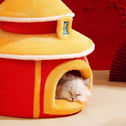 Luxury Pet Bed with Removable Mat & Roof - Asian Palace Design-Luxury Pet Bed-6-Colydia