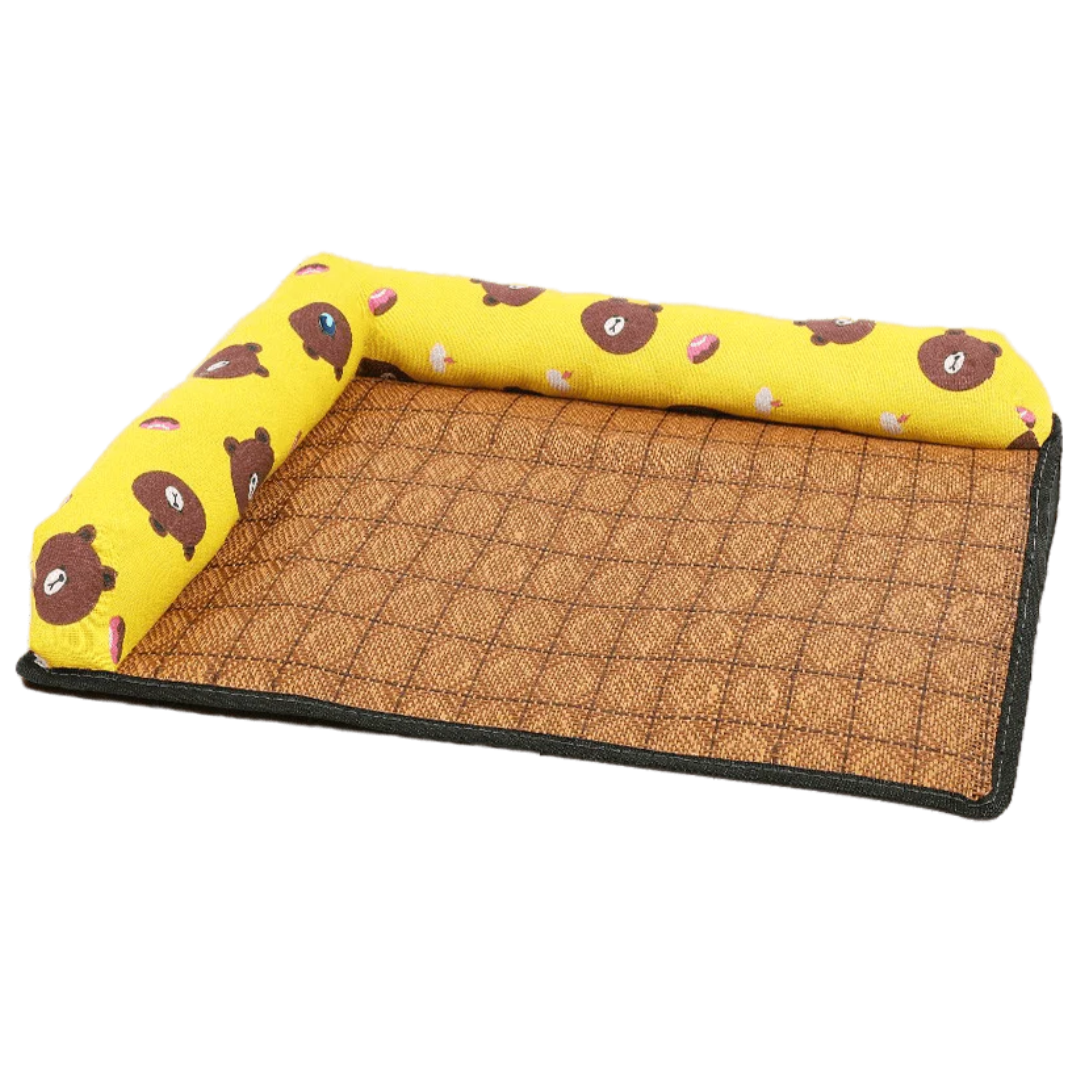 Cat Summer Snuggly Cooling Mat - Breathable, Cool Design for Sleep-Cooling Mat for Cats-Semi-Open Yellow Bear-S (17"x12.6")-16-Colydia