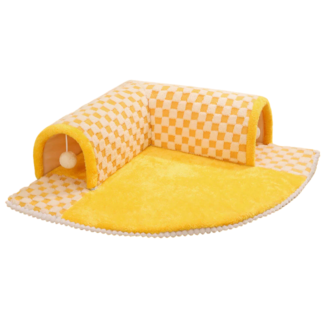 Cozy French Fries Tunnel Bed for Cats with Removable Layers-Cat Bed-Yellow-L (1 cat below 12 lbs)-9-Colydia