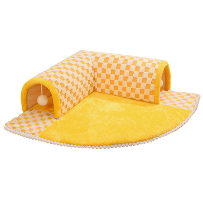 Cozy French Fries Tunnel Bed for Cats with Removable Layers-Cat Bed-Yellow-L (1 cat below 12 lbs)-9-Colydia