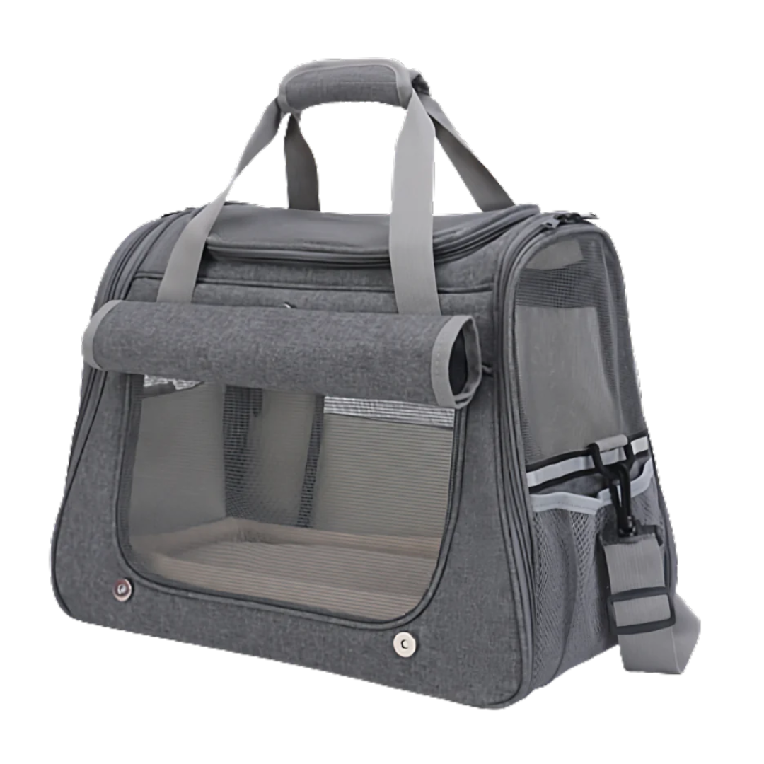 Durable Cat Travel Carrier with Mesh Panels for Easy Ventilation-Cat Travel Carrier-Gray-10-Colydia