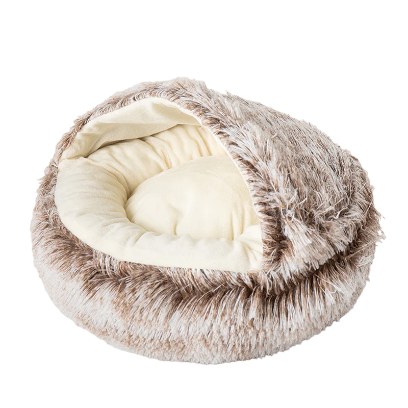 Cozy Cat French Fries Bed with Plush Layers and Non-Slip Padding-Cat Bed-Khaki-Small-11-Colydia