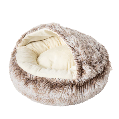 Cozy Cat French Fries Bed with Plush Layers and Non-Slip Padding-Cat Bed-Khaki-Small-11-Colydia