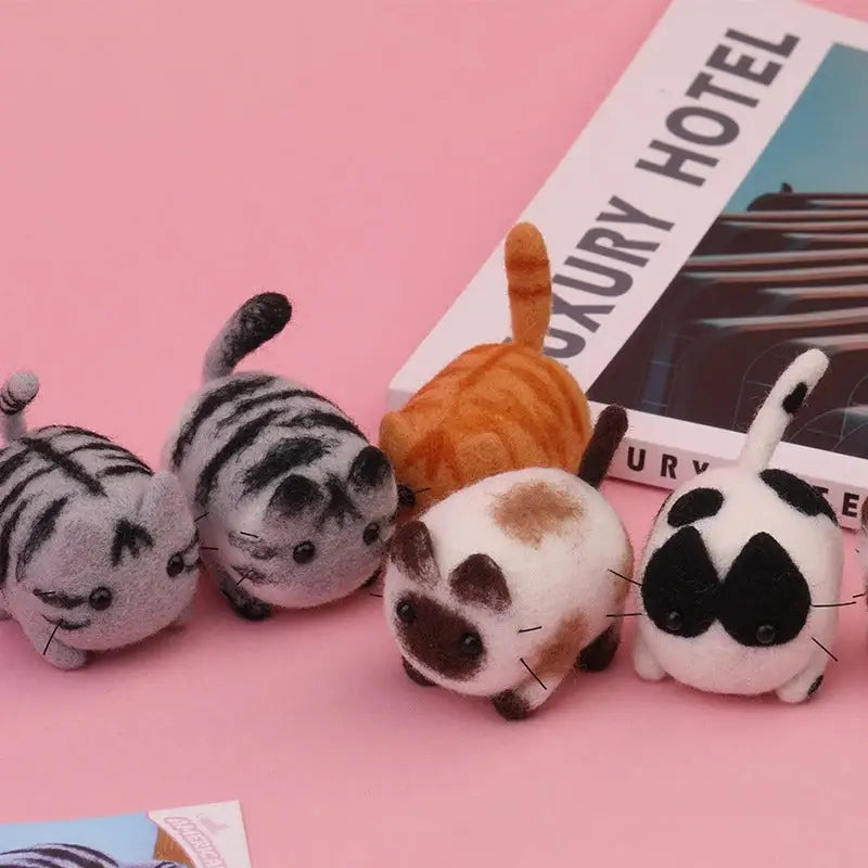 DIY Felted Wool Kit: Create Adorable Wool Kittens for Beginners-Felted Wool Craft Kit-6 Kittens-3-Colydia