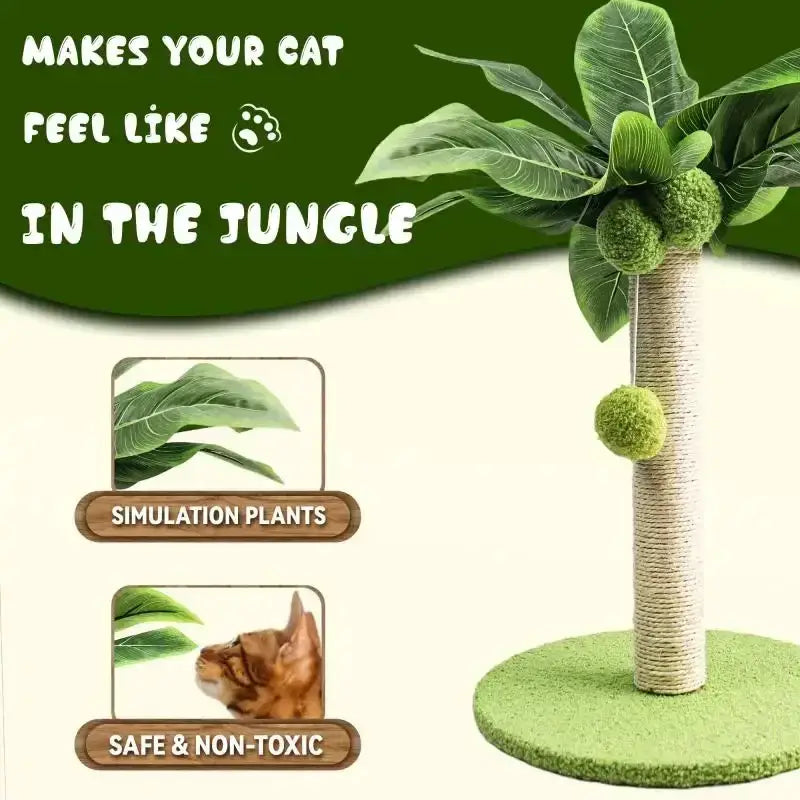 Coconut Tree Cat Scratching Post with Toys & Durable Sisal Rope-Cat Scratching Post-3-Colydia