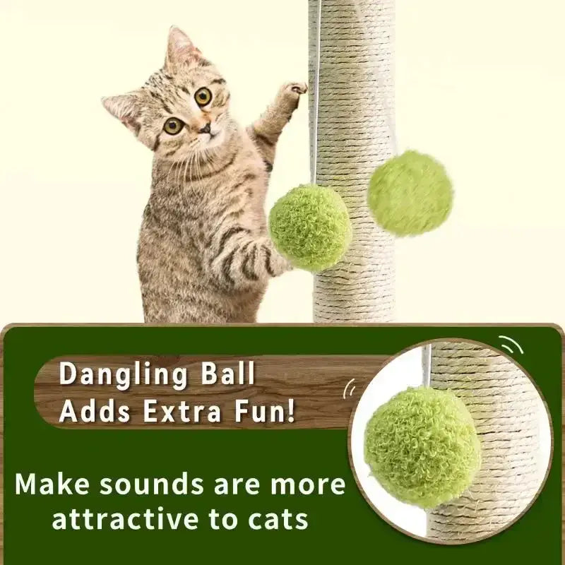 Coconut Tree Cat Scratching Post with Toys & Durable Sisal Rope-Cat Scratching Post-4-Colydia