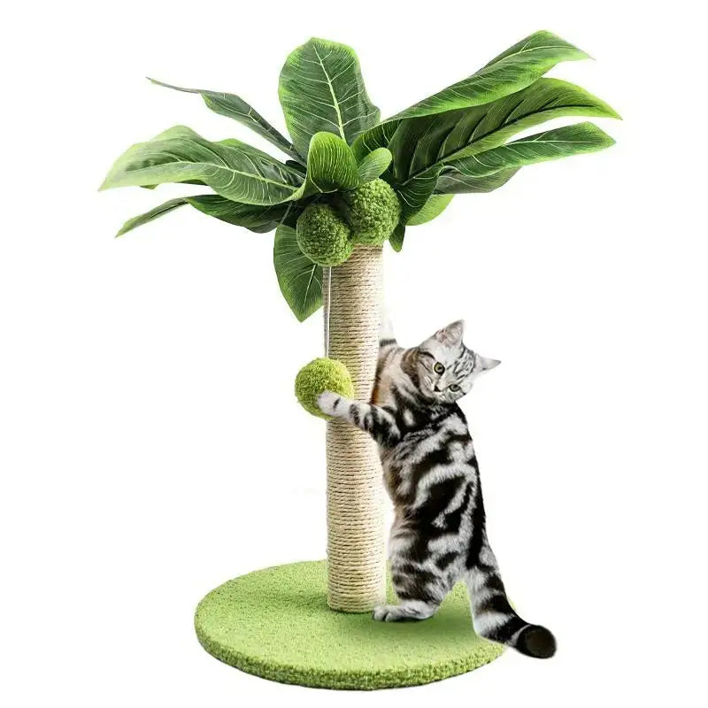 Coconut Tree Cat Scratching Post with Toys & Durable Sisal Rope-Cat Scratching Post-1-Colydia