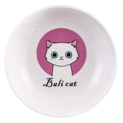 Flat Ceramic Cat Plate with Feline Paw Print – Perfect for Persians-Cat Bowl-4-Colydia