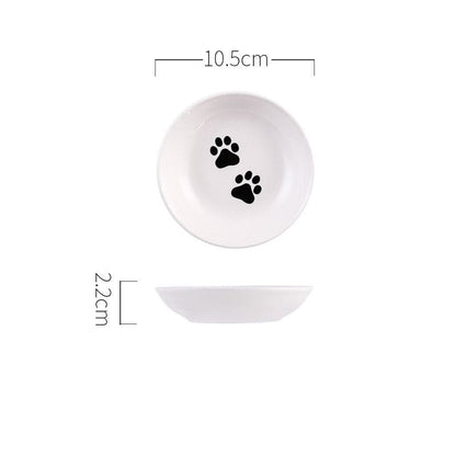 Flat Ceramic Cat Plate with Feline Paw Print – Perfect for Persians-Cat Bowl-Cat Paws-9-Colydia