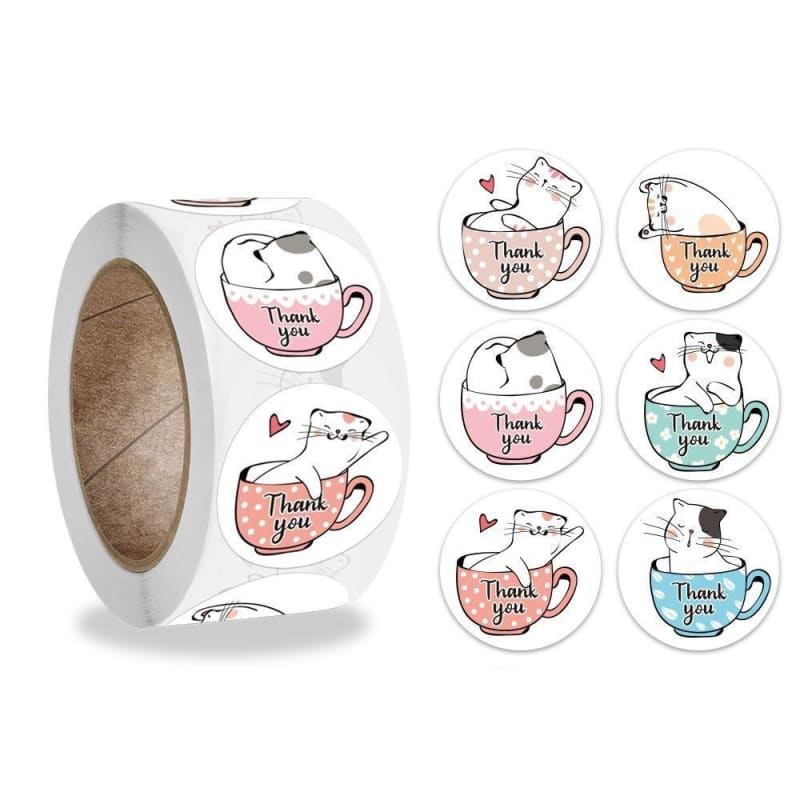 500 Fun Cat Stickers for Wall Decoration - Easy Apply & Remove-Cat Wall Stickers-Cat mug (500 pieces)-2-Colydia