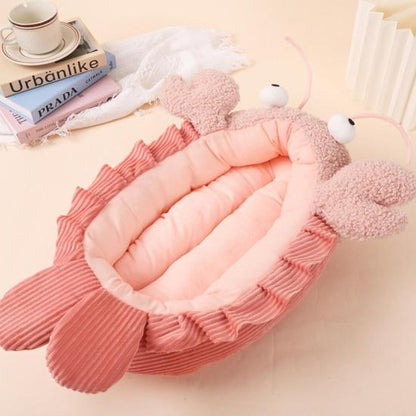 Lobster-Shaped Baby Pet Bed with Soft Plush & Washable Mat-Pet Bed-2-Colydia