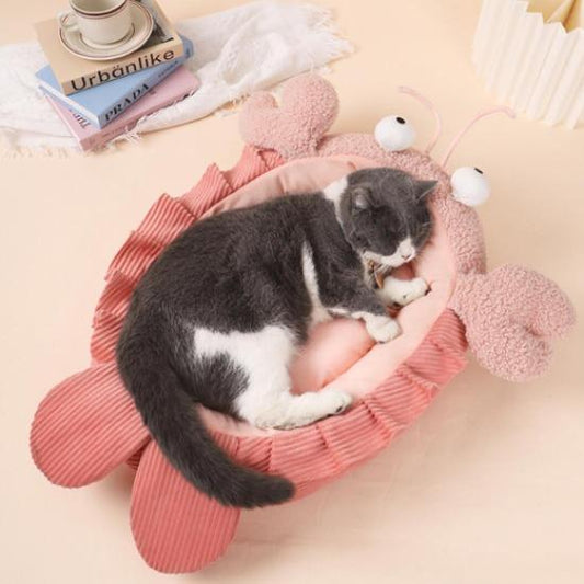 Lobster-Shaped Baby Pet Bed with Soft Plush & Washable Mat-Pet Bed-1-Colydia