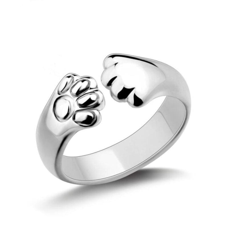 Adjustable Silver Cat Paw Ring for Women - Durable & Stylish-Jewelry-Adjustable-1-Colydia