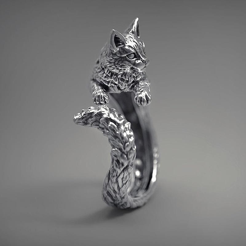 Adjustable Women's Metal Cat Ring with Silver Ears - Unique Design-Adjustable Cat Ring-Adjustable-Silver-2-Colydia