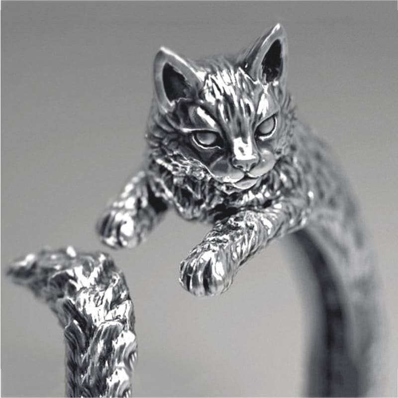 Adjustable Women's Metal Cat Ring with Silver Ears - Unique Design-Adjustable Cat Ring-Adjustable-Silver-3-Colydia