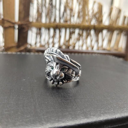 Antique Silver Pirate Cat Ring - Adjustable Zinc Alloy Jewelry-Adjustable Cat Ring-2-Colydia