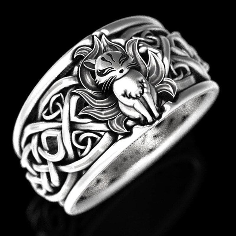 Viking Style Stainless Steel Wild Fox Cat Ring - Unisex Feline Jewelry-Jewelry Ring-4-Colydia