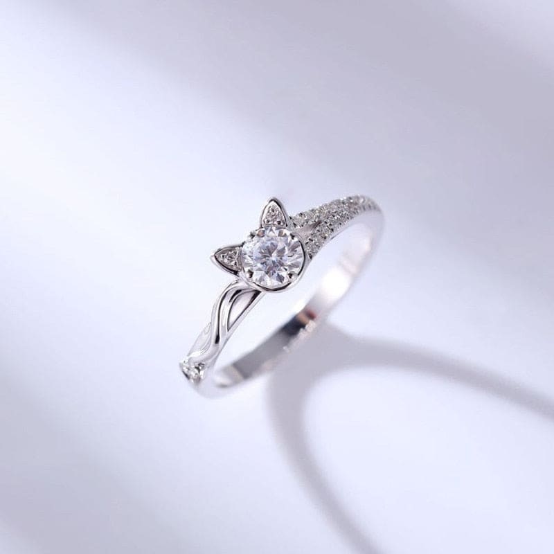 Elegant Solitaire Cat Ring with Sparkling Zirconia Stone-Cat Ring-51.8 mm-1-Colydia