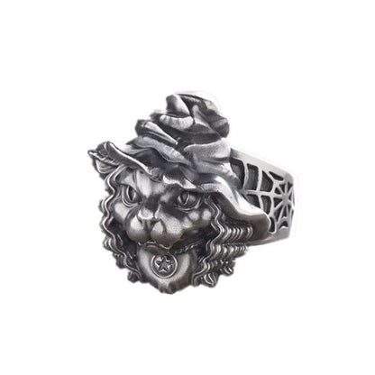 Mystical Wizard Cat Ring with Zinc Alloy and Adjustable Size-Jewelry Ring-3-Colydia