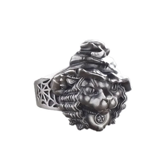 Mystical Wizard Cat Ring with Zinc Alloy and Adjustable Size-Jewelry Ring-1-Colydia