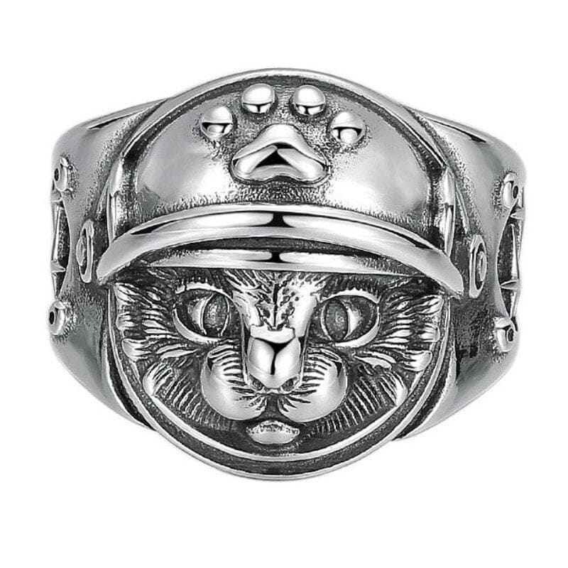 Sterling Silver Astronaut Cat Ring - Adjustable Unisex Jewelry-Adjustable Cat Ring-1-Colydia