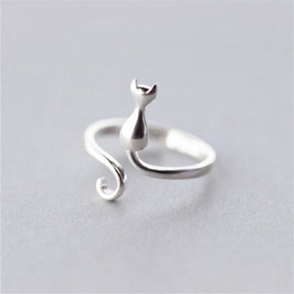 Adjustable 925 Silver Cat Tail Ring for Women - Elegant Design-Adjustable Silver Ring-Adjustable-Silver-3-Colydia