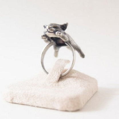 Adjustable Silver Cat Ring - Hypoallergenic Zinc Alloy Jewelry-Cat Jewelry Ring-2-Colydia