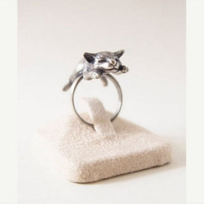 Adjustable Silver Cat Ring - Hypoallergenic Zinc Alloy Jewelry-Cat Jewelry Ring-3-Colydia