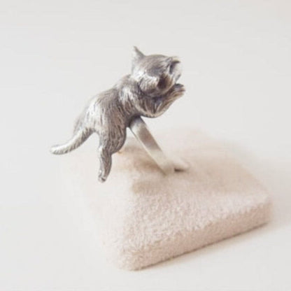 Adjustable Silver Cat Ring - Hypoallergenic Zinc Alloy Jewelry-Cat Jewelry Ring-4-Colydia