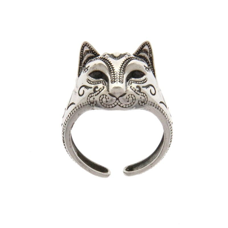 Elegant Silver Venetian Cat Mask Ring - Unisex, Adjustable Fit-Cat Mask Ring-1-Colydia