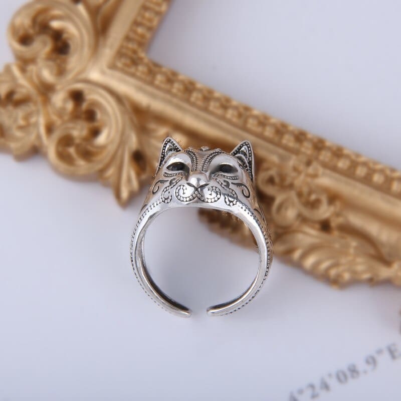 Elegant Silver Venetian Cat Mask Ring - Unisex, Adjustable Fit-Cat Mask Ring-4-Colydia