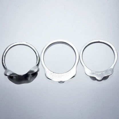 Three-Piece Cat Head Ring Set | Unique Hypoallergenic Jewelry-Cat Jewelry Set-5-Colydia