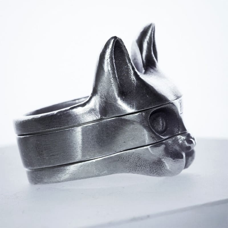 Three-Piece Cat Head Ring Set | Unique Hypoallergenic Jewelry-Cat Jewelry Set-6-Colydia