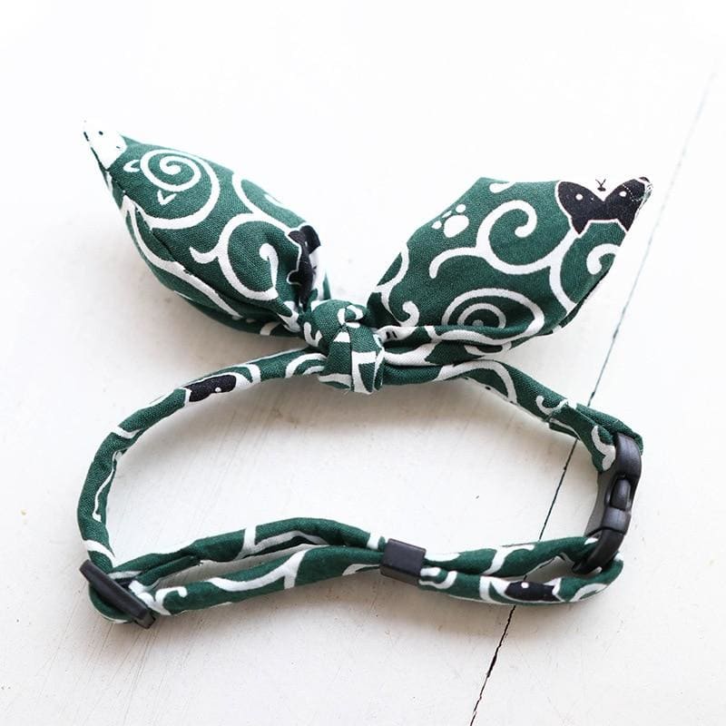 Cute Collar Slip-On Bandana for Cats - Fabric, Breathable, Stylish-Pet Accessory-Green-XS (15-22cm)-4-Colydia