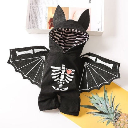 Halloween Pet Skeleton Costume with Wings - Cute & Spooky Outfit-Pet Costume-3-Colydia