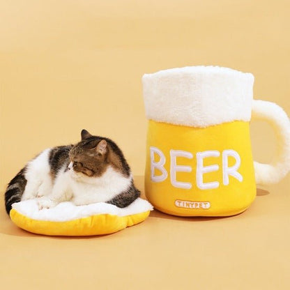 Beer Mug Pet Bed – Machine Washable, Plush Fleece & Cotton Comfort-Product Type: Pet Bed-1-Colydia