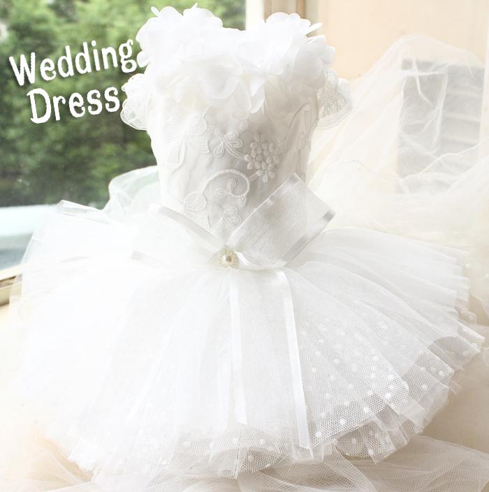 Luxurious Tulle Pet Wedding Gown with Exquisite Floral Design Collar-Pet Wedding Dress-1-Colydia