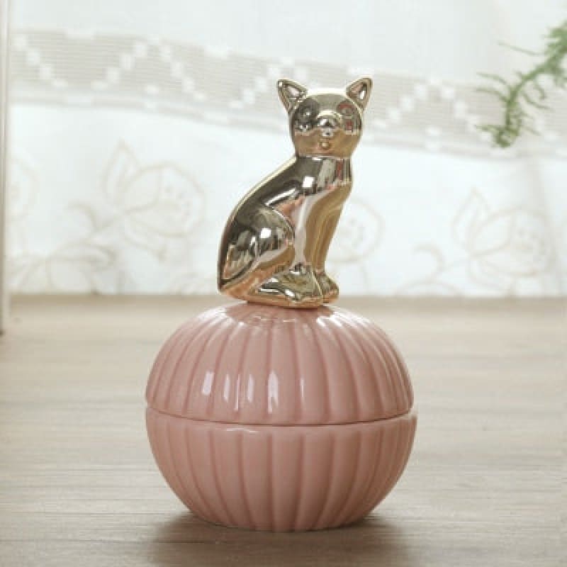 Golden Cat Ceramic Jewelry Box – Chic Ceramic Feline Keepsake Holder-Jewelry Box-5-Colydia