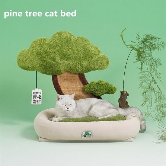 Serene Cat Scratcher Bed with Catnip and Removable Mat-Cat Scratcher Bed-Green M-2-Colydia